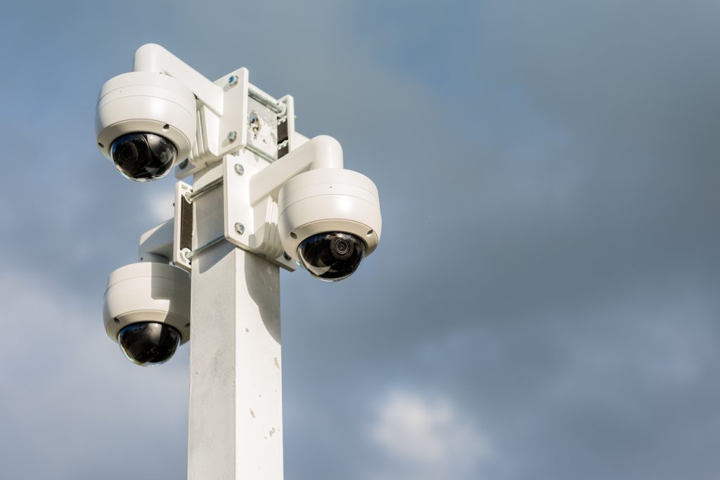 Bunch of security cameras watching the city.